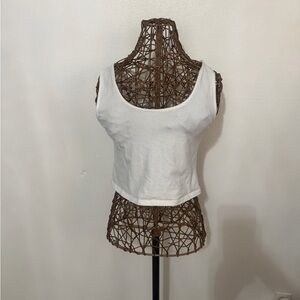 Charlotte Russe White Scoop Neck Cropped Tank